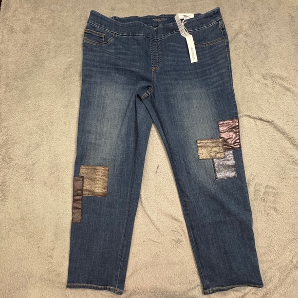 NWT Chico's Jegging Ankle Jeans Women's Size 3.5R (W42 x L26) Stretch Patchwork - Picture 1 of 10